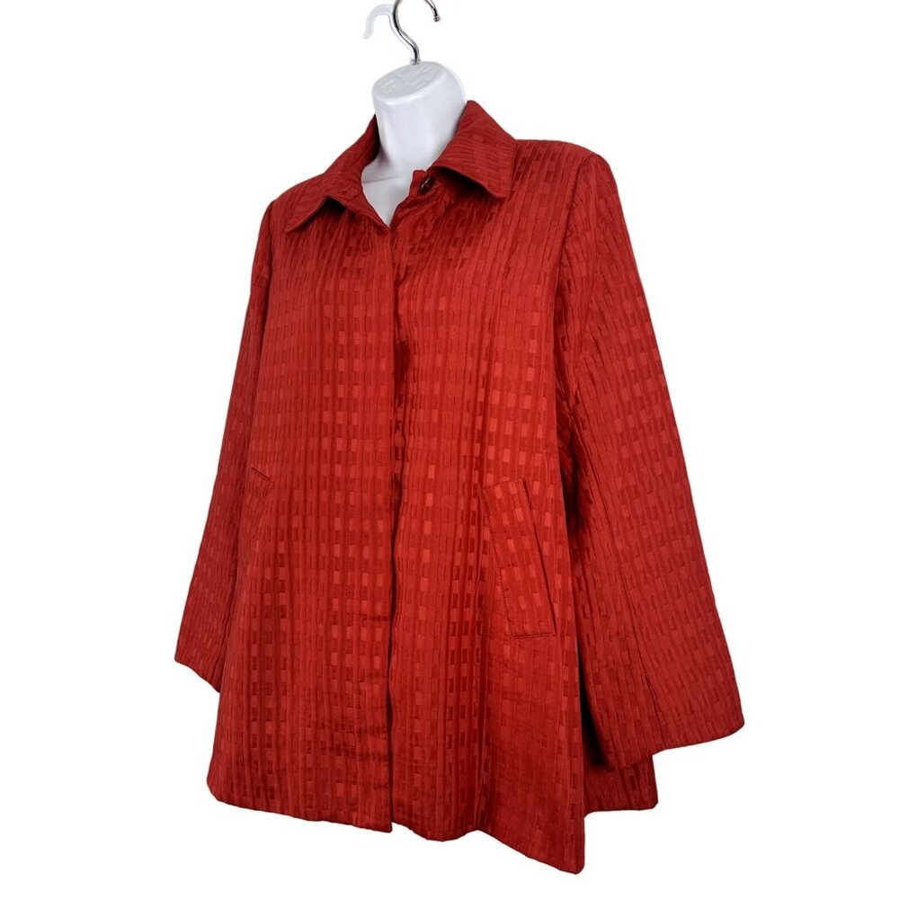 George Simonton Womens Red Textured Jacket Collared Front Pockets Medium - Picture 4 of 13